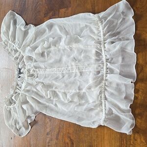 Express White Sheer Peasant Top Size Small